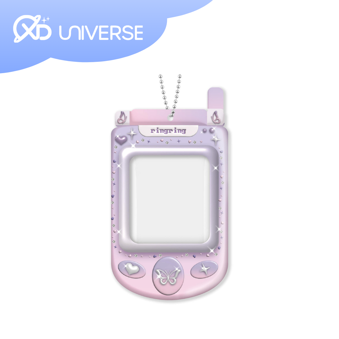 Bling Bling Purple Pink Feature Phone Photo Card Holder Keyring