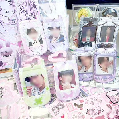 Bling Bling Purple Pink Feature Phone Photo Card Holder Keyring