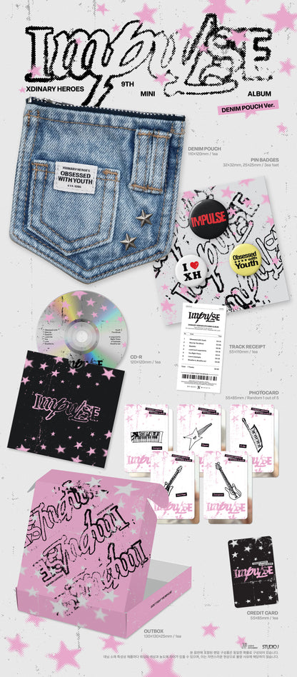 Xdinary Heroes 9th Mini Album 'IMPULSE' - Denim Pouch ver.