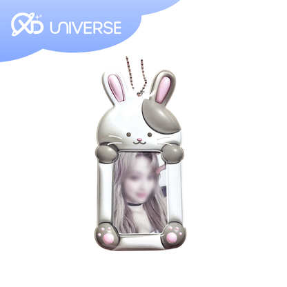 Soft Spotted Gray Rabbit Photocard Holder Keychain