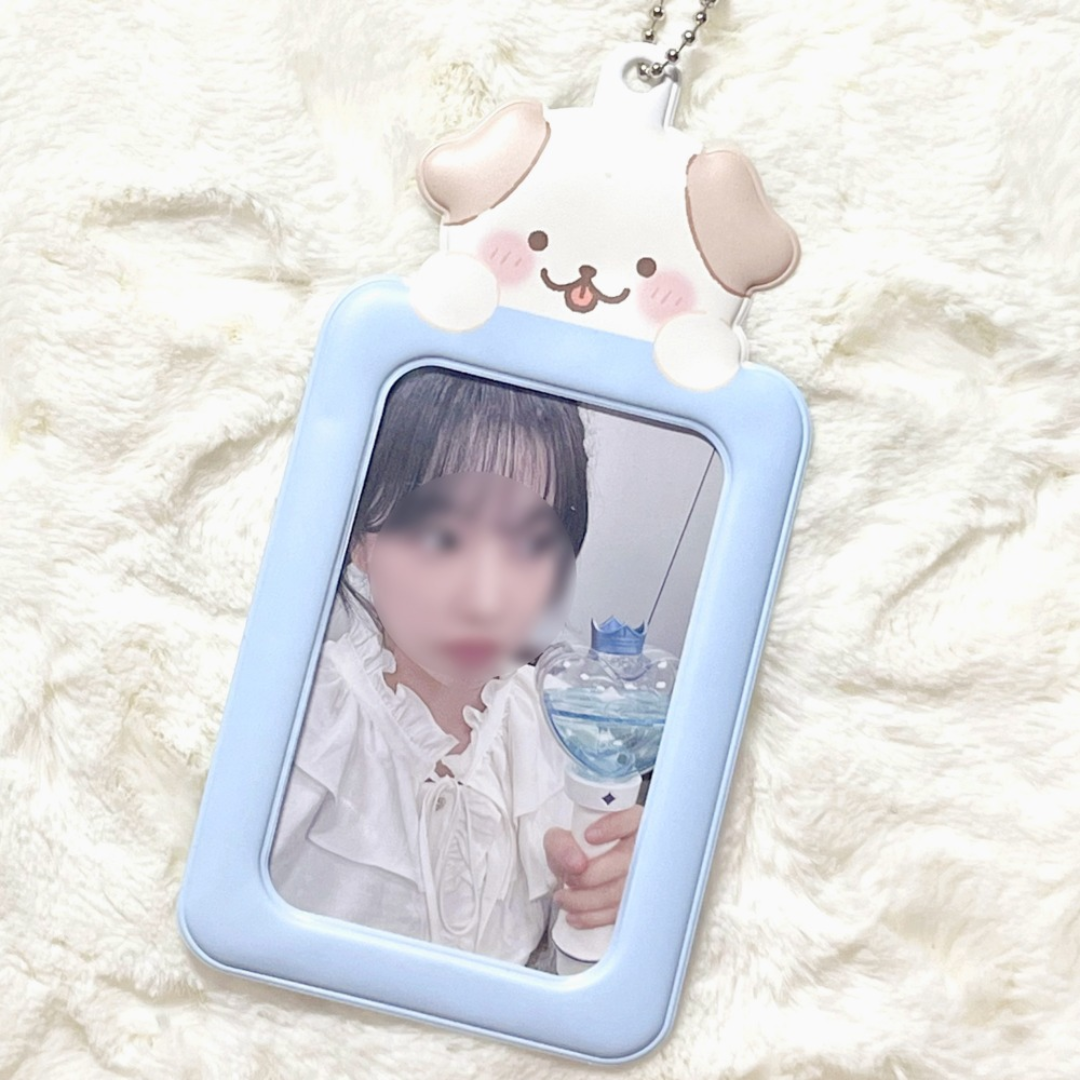 DUCKY WORLD - BLUE BROWN PUPPY PHOTOCARD KEYRING HOLDER