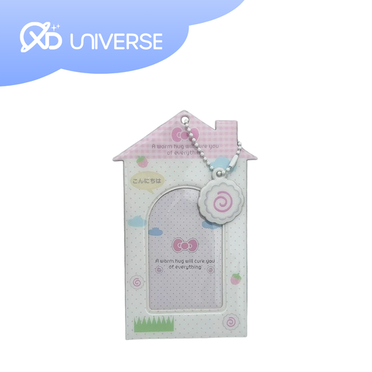 PINK WHITE HOUSE WITH PINK SWIRL PHOTOCARD HOLDER