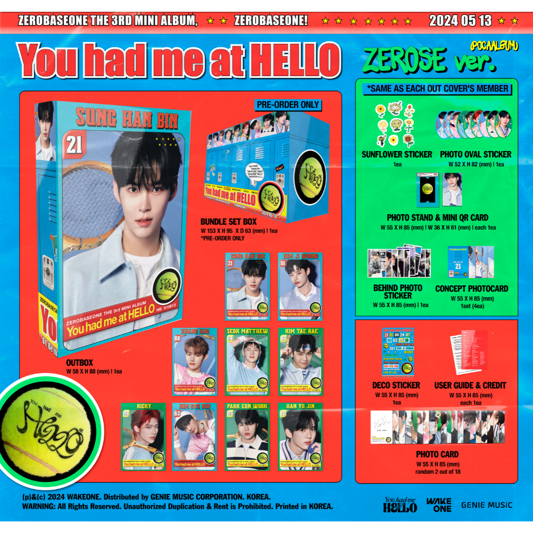 ZEROBASEONE ZB1 3rd Mini Album [You had me at HELLO] (ZEROSE ver.) (POCAALBUM)