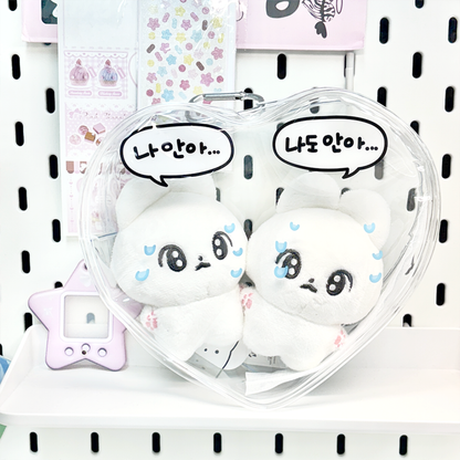 DUCKY WORLD - TRANSPARENT RAINDROP DOLL POUCH (HEART SHAPE)