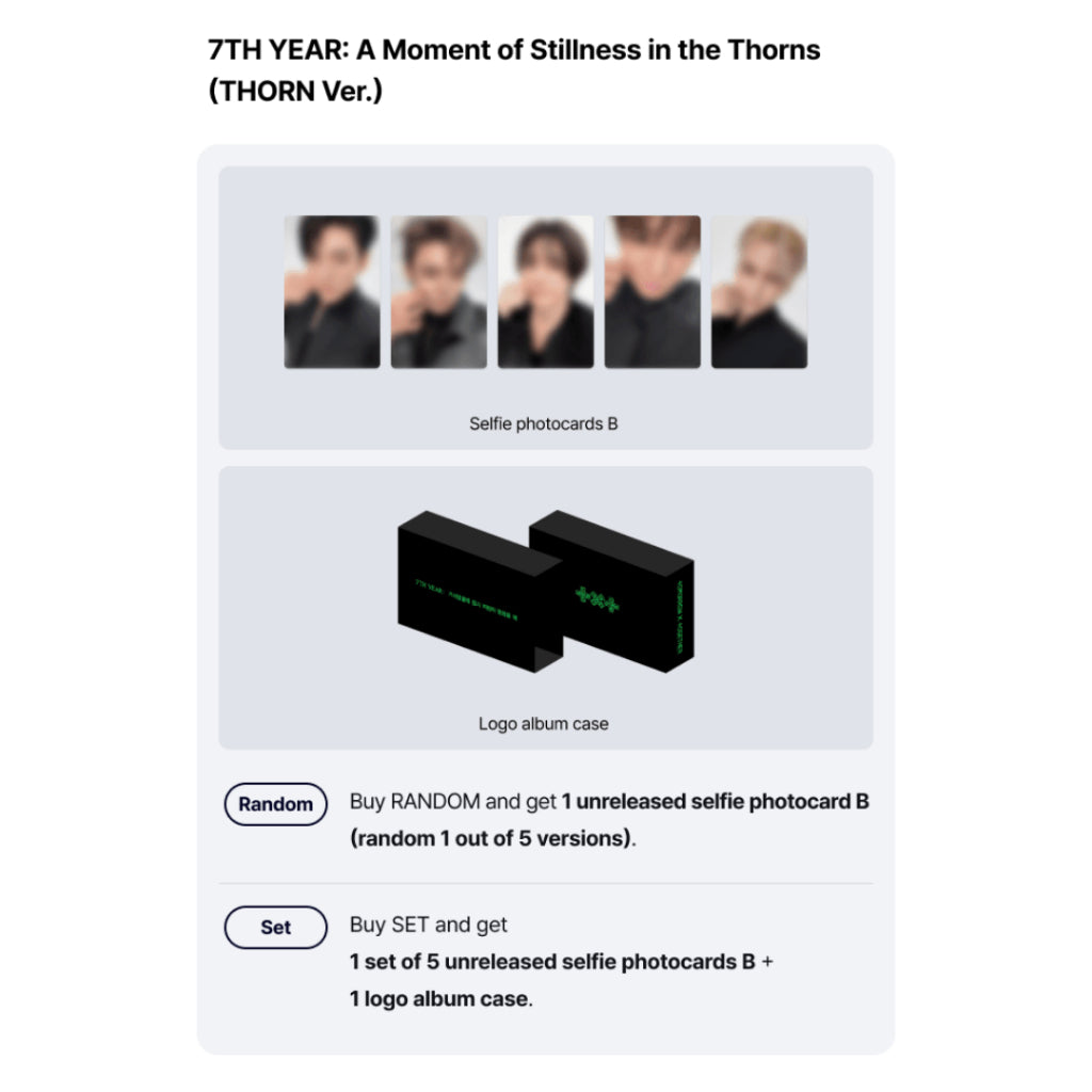 TXT TOMORROW X TOGETHER 8th Mini Album '7TH YEAR: When the Wind Stopped in the Thorns' - THORN VER. (Random)